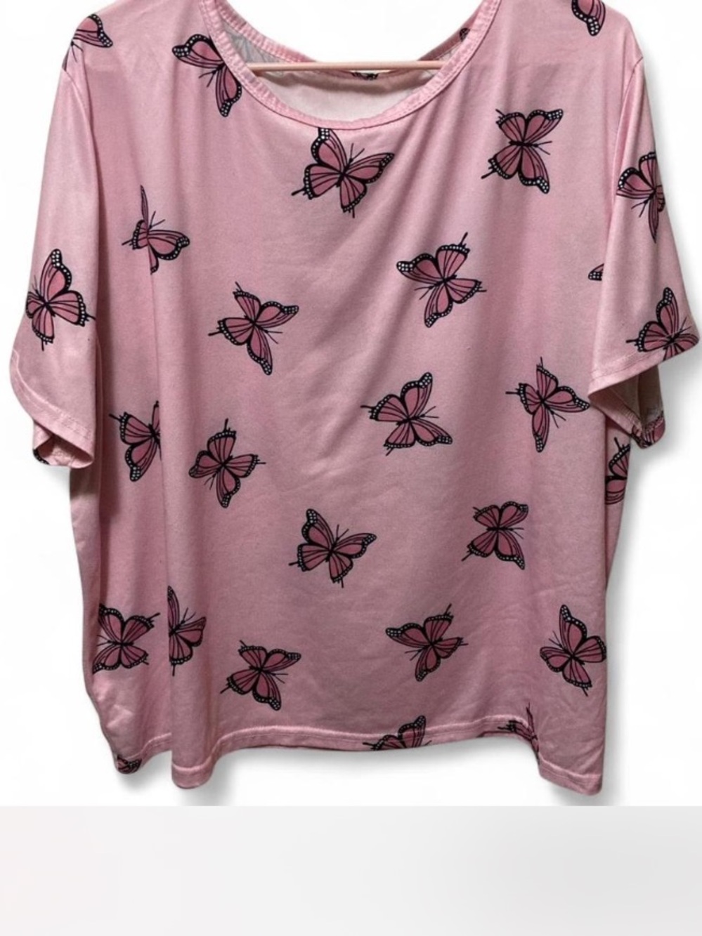 Pink Butterfly Print Women's Tee